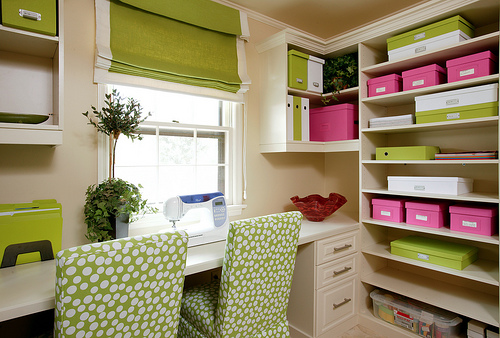 Home office organization gone colorful.